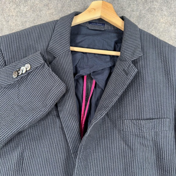 Bonobos Other - Bonobos Seersucker Blazer Mens 44R Gray Striped Cotton Two Button Sport Coat